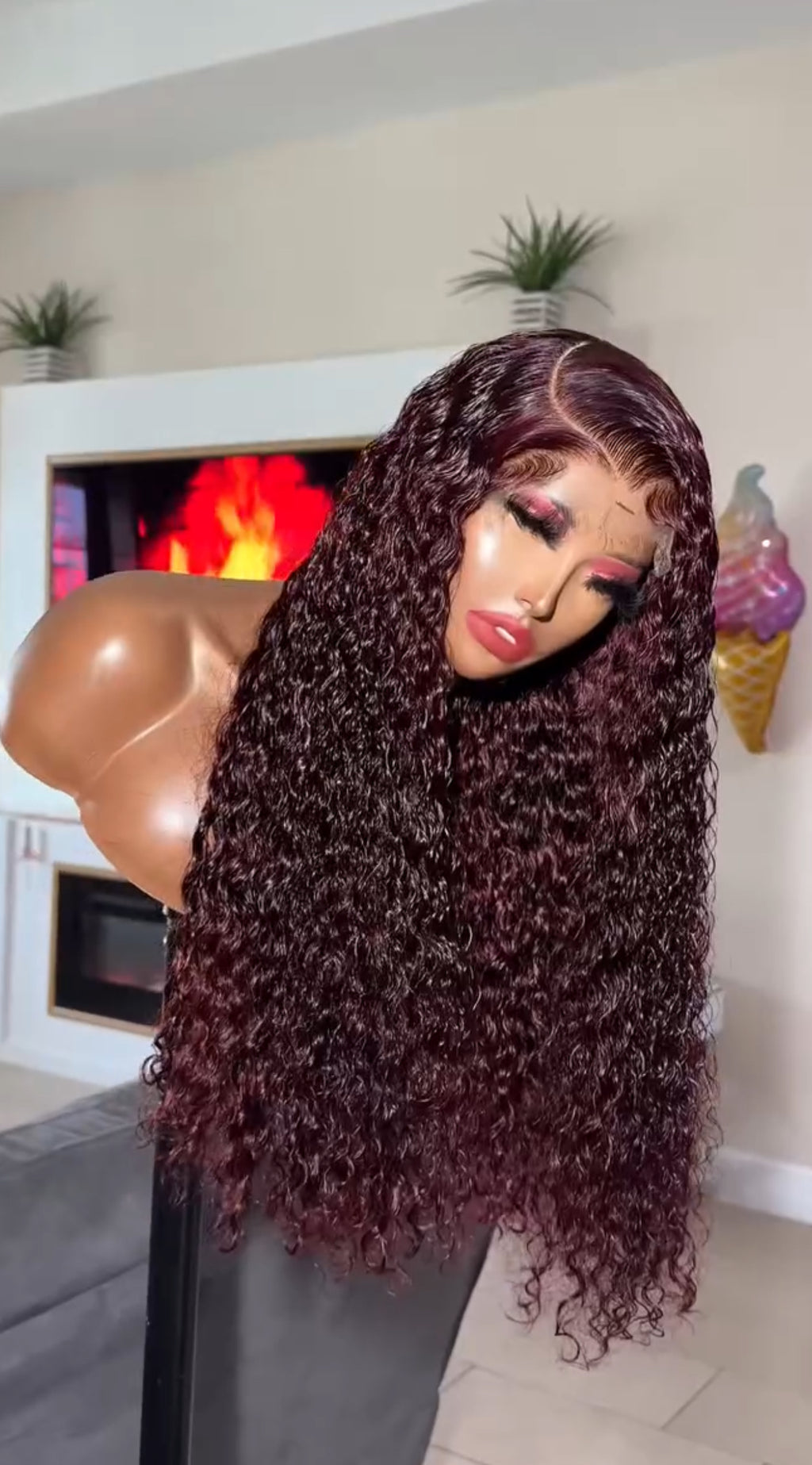 6X6 DEEP CURLY BURGUNDY UNIT